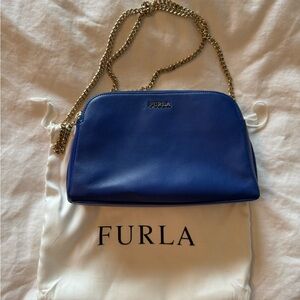 Furla Capriccio XL Leather Crossbody Bag in Blue Laguna